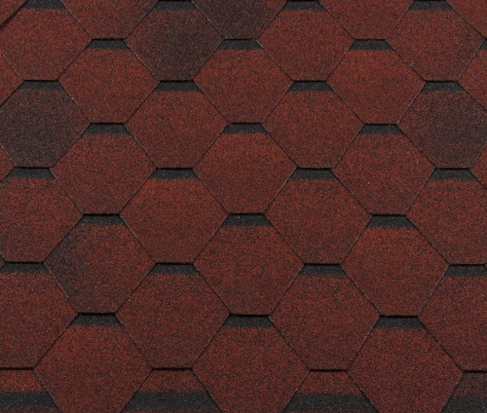 Черепица Roofshield Фемили ЭкоЛАЙТ красный с отливом (1 уп- 3 м2)