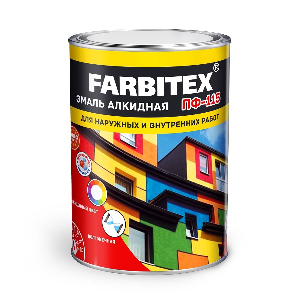 Эмаль ПФ-115 белая  1,8 кг FARBITEX