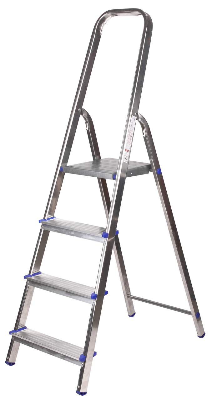 Лестница стремянка 4 ступени алюминиевая матовая высота площадки 820 мм АМ704
