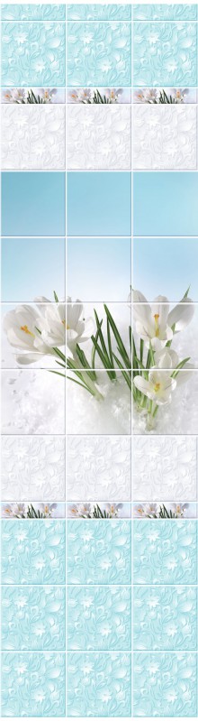 Панель ПВХ фриз 3D 250х9х2700 мм NOVITA Крокус лазурь (рисунок)  комплект 3 шт