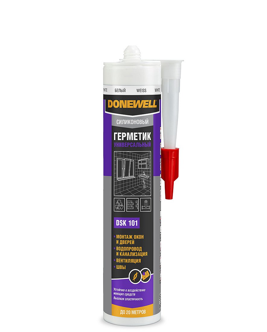 Герметик силиконовый универсальный белый DoneWell  260 мл DSK101 (12шт)