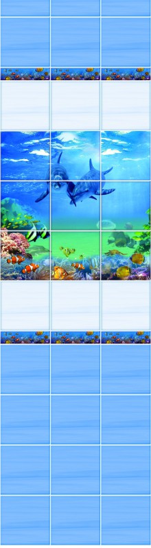 Панель ПВХ фриз 3D 250х9х2700 мм NOVITA Афалины синий (рисунок) комплект 3 шт