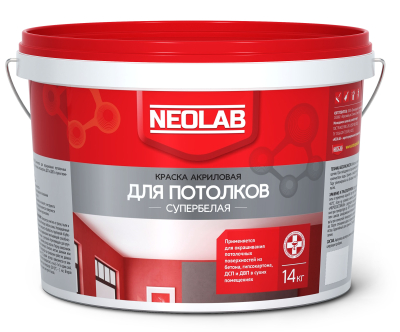 Краска для потолков акриловая супербелая 14 кг NEOLAB