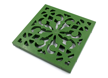 Решётка к дождеприемнику декоративная пластиковая ЗЕЛЁНАЯ (280*280*30 мм АКЦИЯ