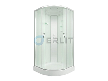 Душ кабина Erlit 100*100*215 арт.ER3510P-C3-RUS матовое стекло низкий поддон тропич душ, ручной душ,