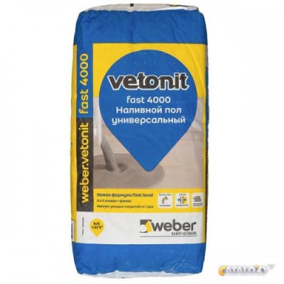 Пол наливной  БЫСТРОТВЕРДЕЮЩИЙ Вебер.ветонит фаст. 4000 (3-80 мм), 20 кг