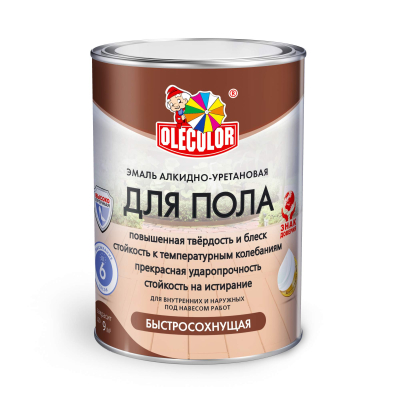 Эмаль для пола алкидно-уретановая быстросохнущая серая 1,8 кг OLECOLOR