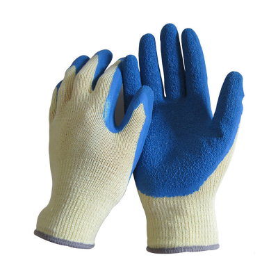Перчатки х/б двухслойные с латексом, синие 224104