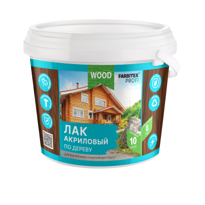 Лак универсальный акриловый по дереву 0.9кг FARBITEX ПРОФИ WOOD
