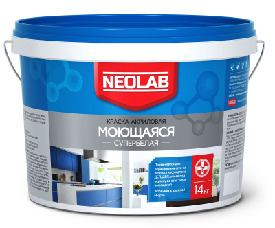 Краска моющаяся акриловая супербелая 14 кг NEOLAB