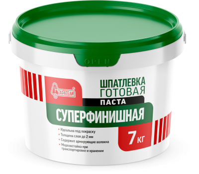 Шпатлевка готовая СУПЕРФИНИШНАЯ паста (под покраску, суперластичная) 7кг Старатели