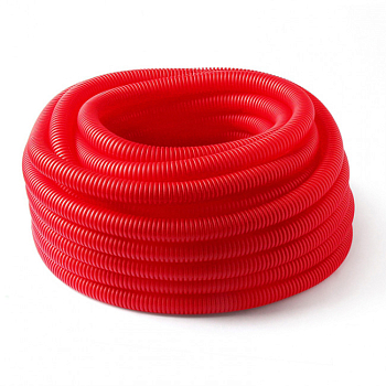 Труба гофрированная защитная 20/18 для труб диаметром 16.мм КРАСНАЯ (бухта 50 м)