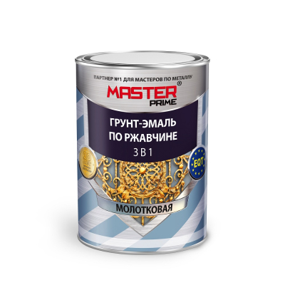 Грунт эмаль по ржавчине 3 в 1 молотковая шоколадная 0,9 л FARBITEX MASTER PRIME