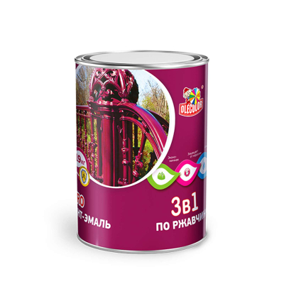 Грунт эмаль по ржавчине красно-коричневый 0,9кг OLECOLOR