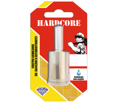 Сверло труб  алмазное по стеклу  и керамике D-20мм Hardcore. 152020