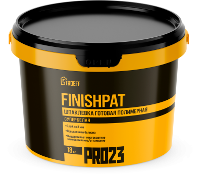Шпатлевка готовая полимерная СУПЕРБЕЛАЯ Finishpat Строефф PR023 18кг Старатели
