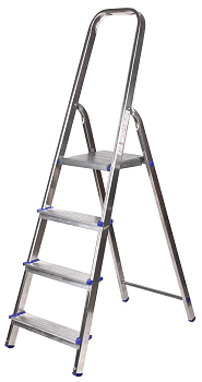 Стремянка 4 ступени алюминиевая матовая высота площадки 820 мм АМ704